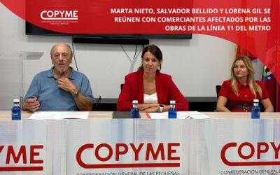 Marta Nieto, Salvador Bellido y Lorena Gil se reúnen con comerciantes afectados por las obras de la línea 11 del metro